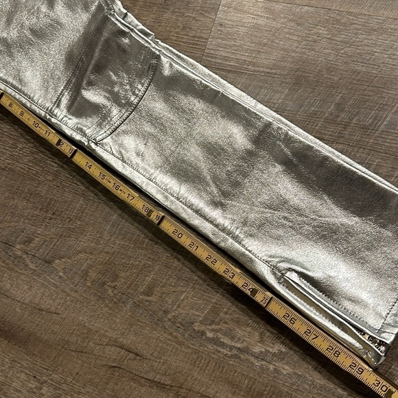 Silver metallic pleather straight leg pants 30” waist - Picture 7 of 8